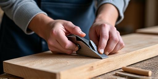 Ein erfahrener Handwerker arbeitet sorgfältig an einem Möbelstück aus Holz