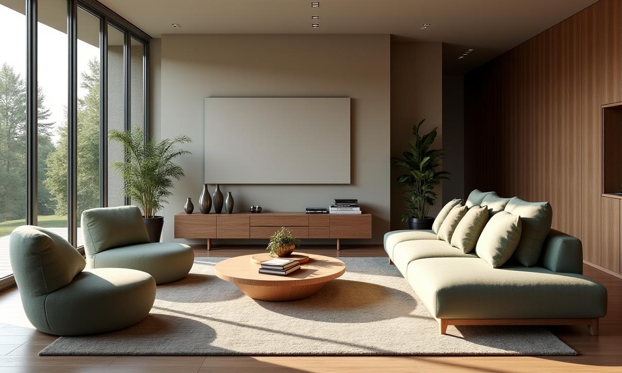 Alpina Interiors: Wunderschön eingerichtetes Wohnzimmer mit eleganten Möbeln in natürlicher Beleuchtung