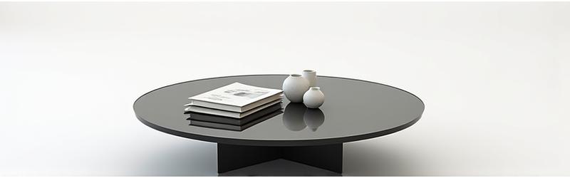 Runder Kaffeetisch 'Rheintal' aus Glas und dunklem Metallgestell