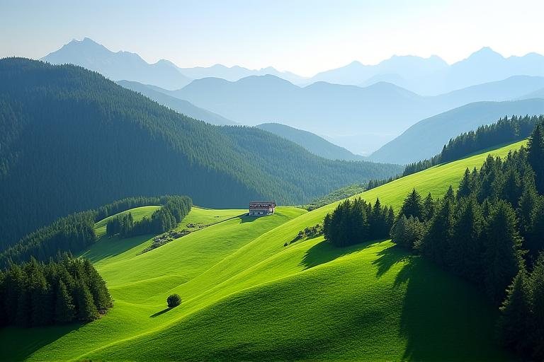 Luftaufnahme einer idyllischen Schweizer Landschaft mit Bergen und Wäldern, stellvertretend für lokale Partner.